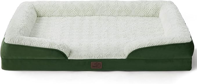 Bedsure XL Orthopedic Dog Bed for Extra Large Dogs - Washable XLarge Dog Cat Bed Waterproof, Comfort Dogs Couch Sofa with Washable Removable Cover, Pet Bed with Nonskid Bottom, Plush-Green, 42"