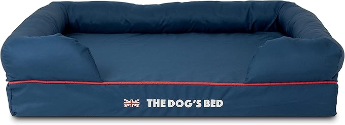 The Dog’s Bed Orthopedic Dog Bed Large Blue Oxford with Red Trim UK Flag Dog Bed 36x27 Memory Foam, Pain Relief: Arthritis, Post Surgery, Lameness, Veterinary Approved, Waterproof Washable Cover