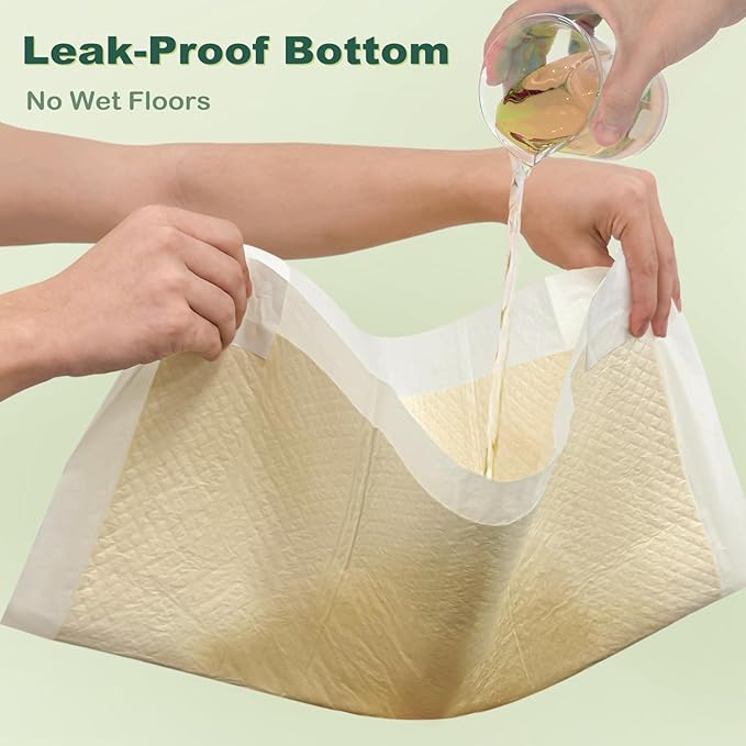 MIZOK Pee Pads for Dogs 36x36in Bamboo Dog Pee Pads, Dog Pads Extra Large Super Absorbent Odor Eliminating Leak-Proof Puppy Pads with Adhesive Tabs, Disposable (30 Counts)