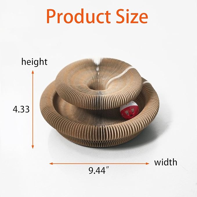 Kitty Curls Cat Toy Kurlz, Interactive Scratch Pad, Foldable Accordion,Cat Recyclable Scratcher with Ball (Black)