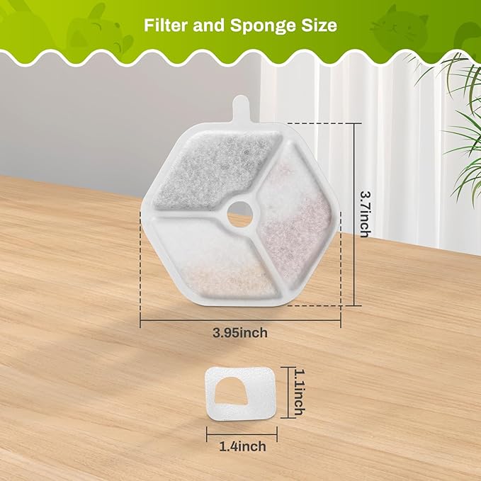 18 Packs Replacement Filters and Sponges for 152oz/4.5L Wireless Cat Water Fountain, ZEKIRY Cat Water Fountain Filters, 5-Layer Filtration System Pet Fountain Filters