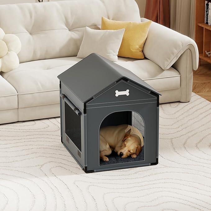 Large Indoor Dog House Dog Kennel Bed Mat with Cushion for Small Medium Large Dogs Cats, Winter Warm Cat Nest Puppy Cave Sofa Pet Products Easy Assembly, 27.6 * 21.3 Inches