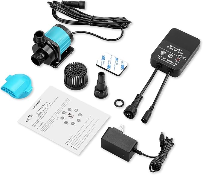 400GPH Aquarium Return pump with LCD display controller, 15W DC 24V aquarium pump for saltwater freshwater aquarium,fish tank,sump,20 speeds ECO Quiet Submersible and inline pump