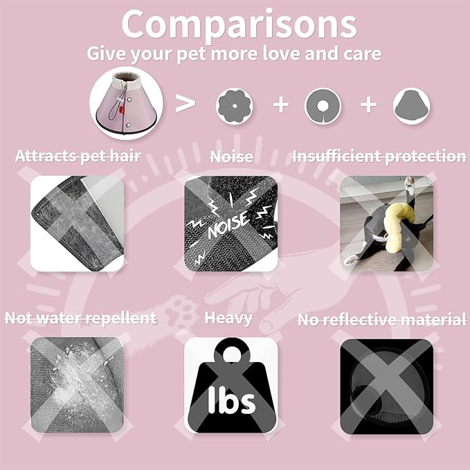 Agape Soft Cone for Cats & Small Dogs, Comfy Pet Cone to Stop Licking, Adjustable Cat E Collar Alternative After Surgery, Protective Elizabethan Collar for Pup & Kitty, Water Repellent Recovery Cone