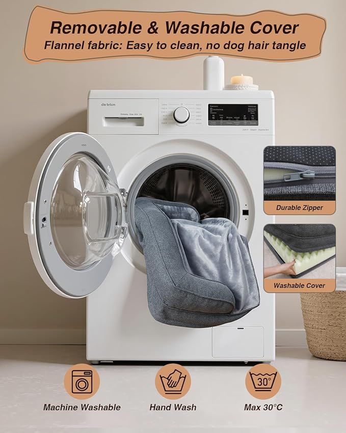 KSIIA Orthopedic Dog Bed for Extra Large Dog,Washable Pet Sofa with U-Shaped Bolster Removable Waterproof Cover Non-Slip Bottom and Egg-Crate Orthopedic Foam Pet Couch Bed, 47 x 32 Inch, Dark Gray