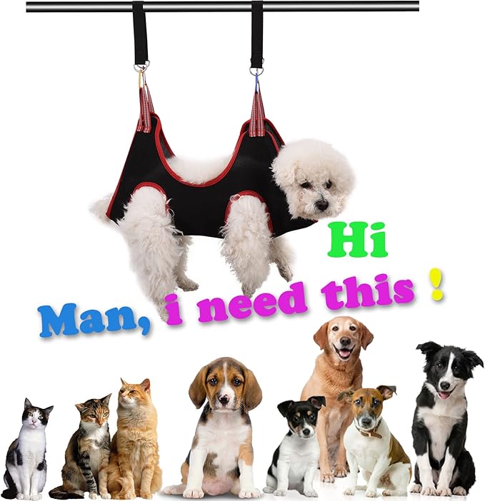Dog Grooming Hammock Harness,Breathable Pet Cat Hammock Restraint Bag,Dog Grooming Sling Helper for Trimming Nail and Ear/Eye Care(S Size,8.5")