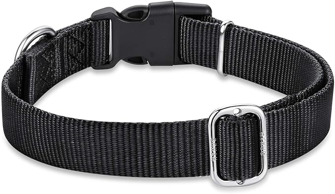 Hyhug Dog Collar with Quick Release Buckle, Heavy Duty Nylon, Basic Collar for Medium Dogs Daily Use Walking Jogging(Medium, Black)