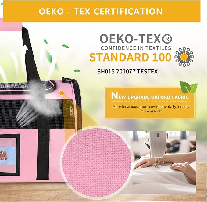 Cat Carriers Soft Side Carrier for Kitten Puppy Collapsible Travel Pet Carrier TSA Airline Approved Cat Carrier Bag for Under 15 lbs Pets, Pink