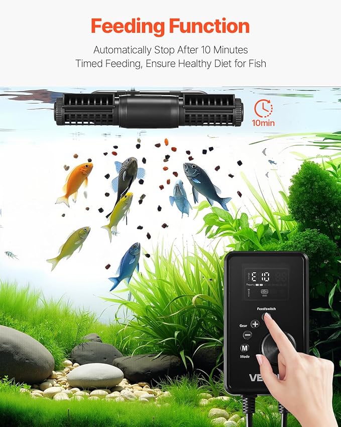 VEVOR Aquarium Wave Maker, 15W, 1428 GPH Adjustable Cross Flow Pump with Controller, Magnetic DC 24V Aquarium Powerhead, Strong Magnetic Base, 360° Rotating Wavemaker, for Saltwater Marine Freshwater