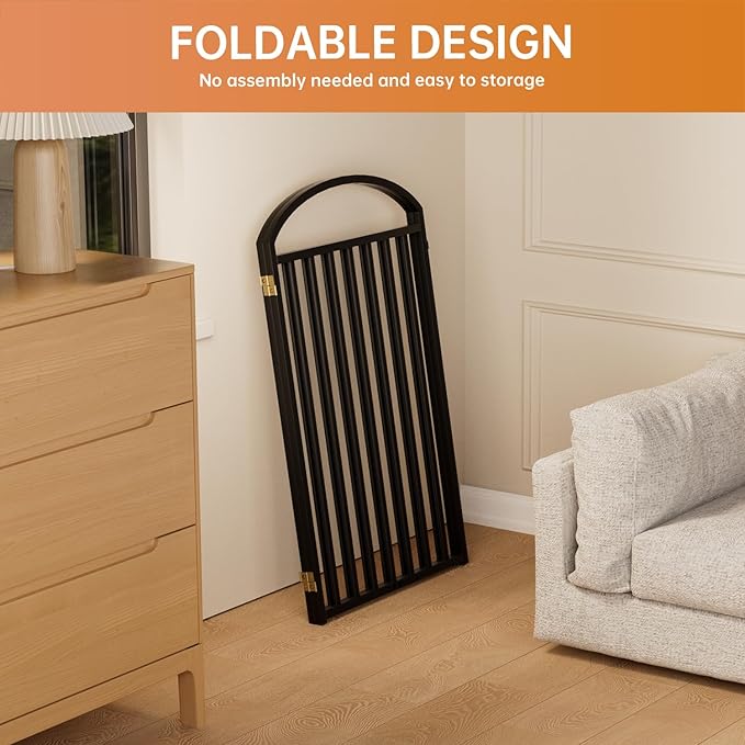 2 Panles Full Matel Freestanding Dog Gates with Door, 48"Extra Wide 36"Tall Free Standing Dog Pet Gate for Indoor & Outdoor. Foldable Pet Fences for Doorways, House, Stairs, Porch, Deck, Yard