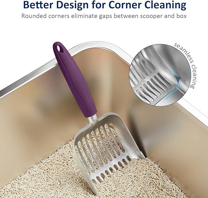 WePet Cat Litter Scoop, Aluminum Alloy Sifter, Kitty Metal Scooper, Deep Shovel, Long Handle, Poop Sifting, Kitten Pooper Lifter, Durable, Heavy Duty, for Litter Box