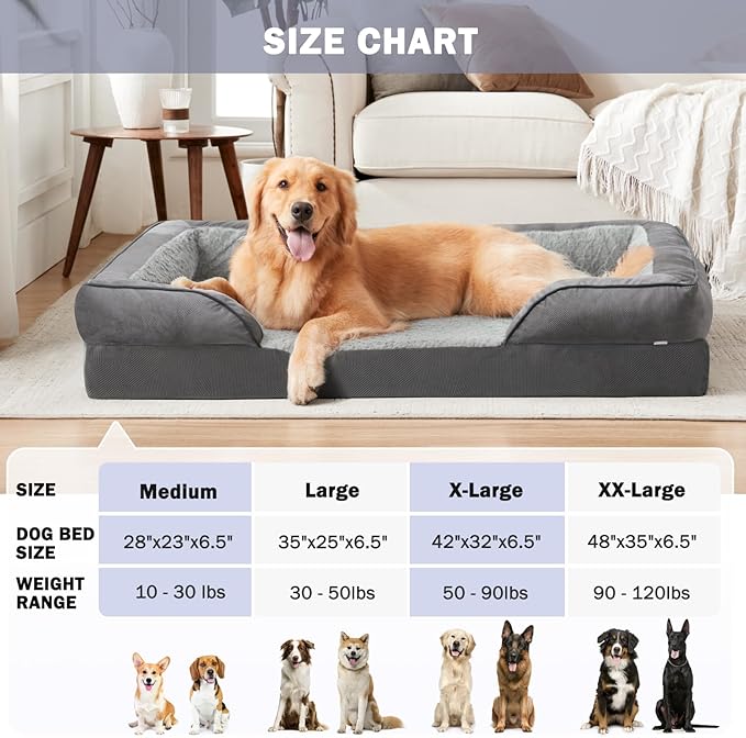 INVENHO Orthopedic Medium Dog Beds for Medium Dogs, Waterproof Egg-Crate Foam Dog Couch Bed with Washable Removable Cover, Waterproof Lining and Nonskid Bottom
