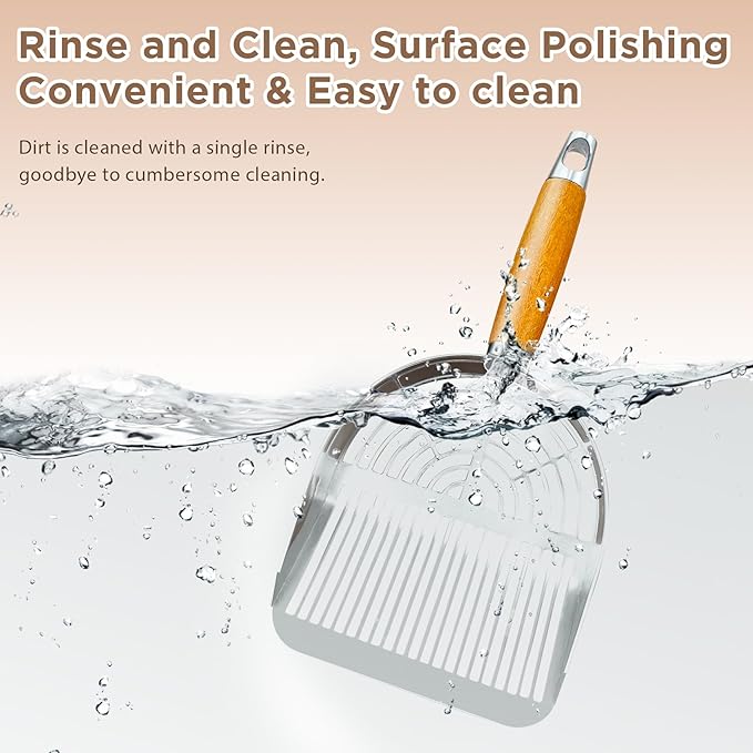 Cat Litter Scoop, Litter Scooper, Metal Cat Litter Scoop, Stainless Steel Cat Litter Scoop, Kitten Pooper Lifter, Kitty Metal Scooper with Holder for Cat Litter Box Strip Holes Easy Cleaning