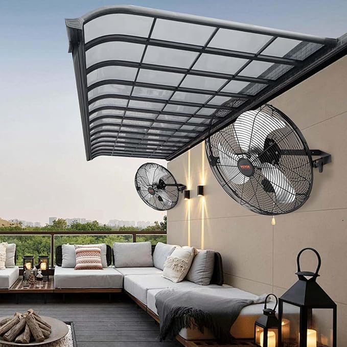 VEVOR 18 Inch Industrial Wall Mount Fan 2PCS, High Velocity 4000 CFM with 3-Speed Manual Control & 360° Tilt Adjustment, for Indoor Use, Warehouse, Workshop, Basement, and Commercial Spaces