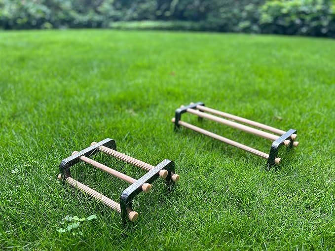 Large Bird Training Perch Long Stand for African Grey Macaw Big Birds, Durable Heavy Duty Rustproof Metal Frame with 4 Wooden Bars for Bird to Play Climb and Exercise Toy