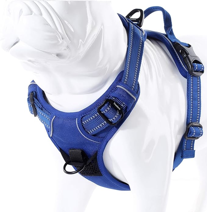 Truelove No Pull Dog Harness with Easy Control Handle and 2 Leash Attachments,Reflective Adjustable Pet Vest