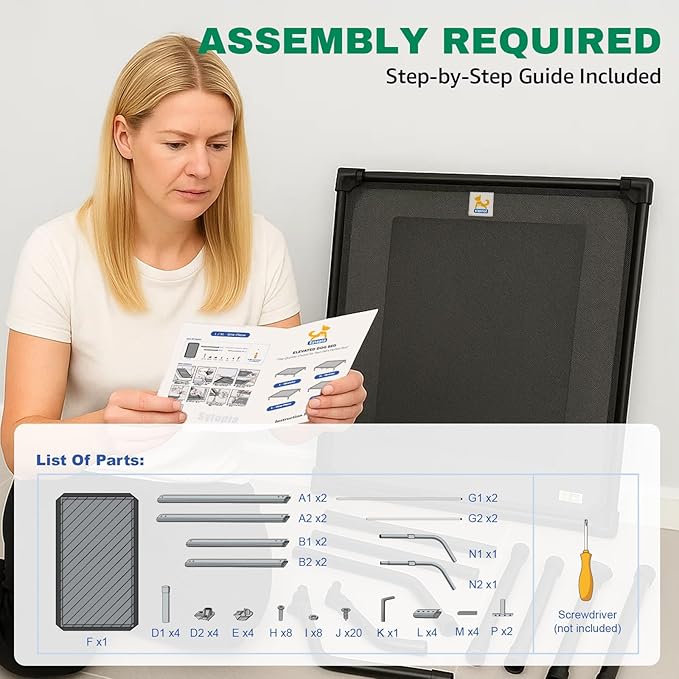 Sytopia 42'' Outdoor Elevated Dog Bed for Large Dogs, Chew-Proof Pet Camping Raised Cot with Breathable Mesh - Durable Frame, Cooling Hammock Style, Anti-Slip Base, Water-Resistant, Easy Clean