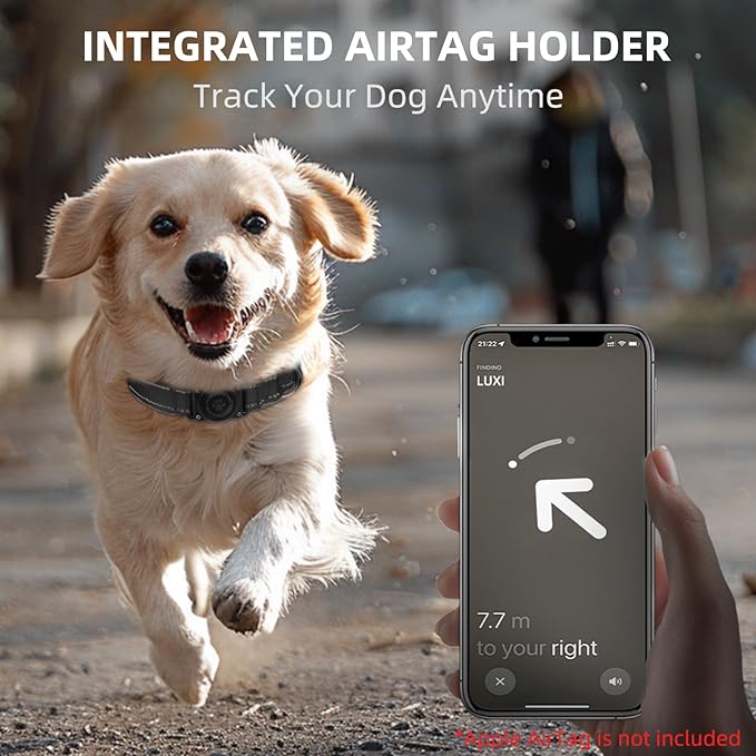 Airtag Dog Collar - 100% Waterproof Air tag Dog Collar Holder for Apple AirTag, Reflective, Soft Padded, Everlasting, GPS Dog Collar for Small Medium Large Dogs (Black, S)