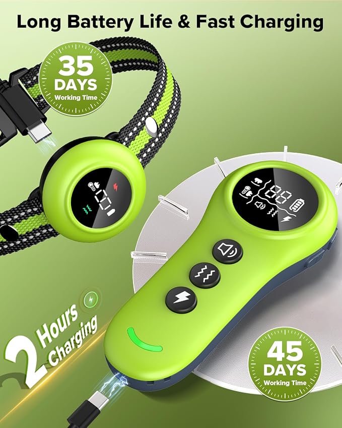 XDX 2-in-1 Dog Shock Collar & Bark Collar – 3300FT Dog Training Collar with Remote, Automatic Anti-Barking, 5 Adjustable Sensitivity Levels, IP67 Waterproof E-Collar for Small Medium Large Dogs