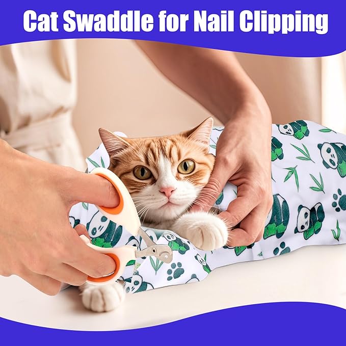 XANGNIER Cat Wrap for Grooming,Cat Restraint Wrap for Cutting Nails,Fabric Burrito Wrap for Nail Clipping, Anti-Scratch, Anti-Escape,Multifunctional Swaddle Wrap Pet Tool (20.8 x 20.8 Inch)