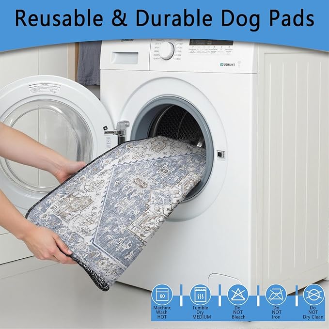 Washable Pee Pads for Dogs 2 Pack, Absorbent Reusable Puppy Pads Waterproof, Leakproof & Non-Slip Whelping Pad, Potty Training Pads for Dogs Playpen Mat 48x48