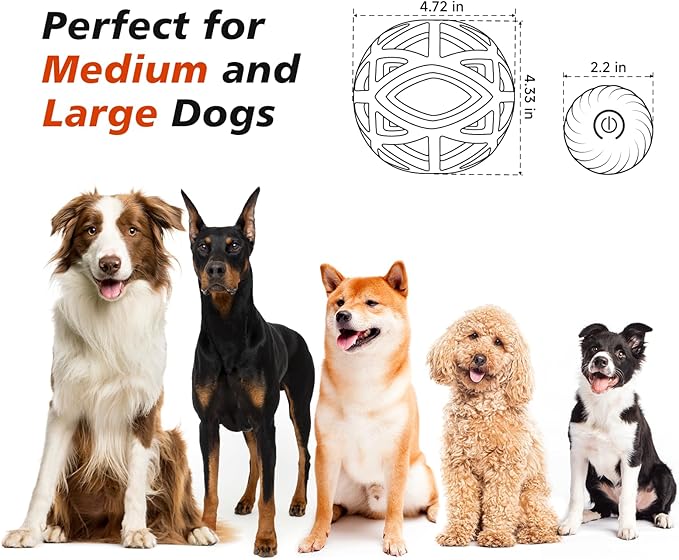 Interactive Dog Toy, Smart Jumping Bouncing Ball Inside Durable Rubber Shell, Automatic Moving Vibrating Ball for Medium/Large Dogs, Dog Enrichment Toy to Keep Them Busy (Blue & Orange)