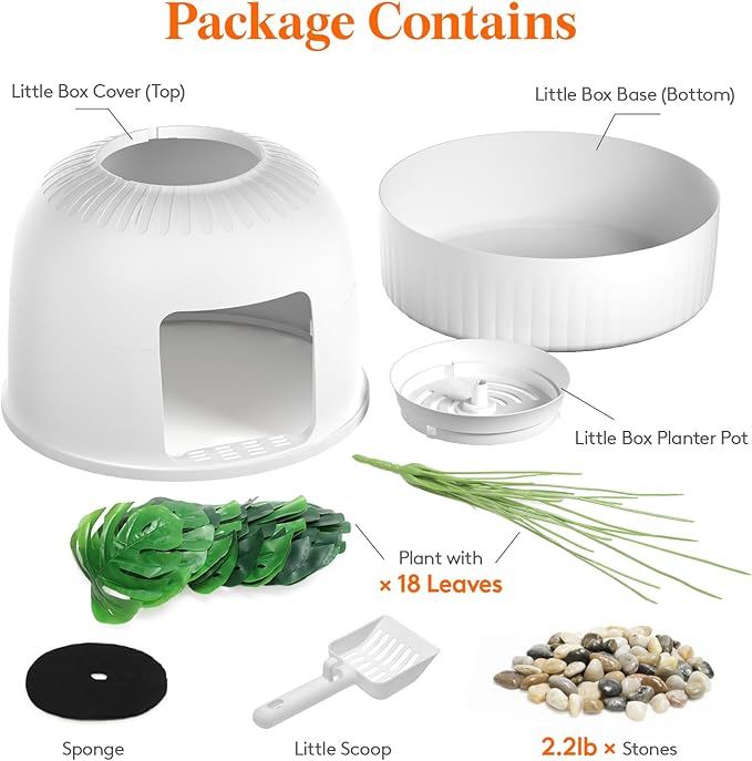 Lifewit 2 Pack Litter Box Cat with Faux Plant & Scoop, Hidden Enclosure Litter Tray with Odor Control & Carbon Filter in Living Room, Bedroom, Corner, White
