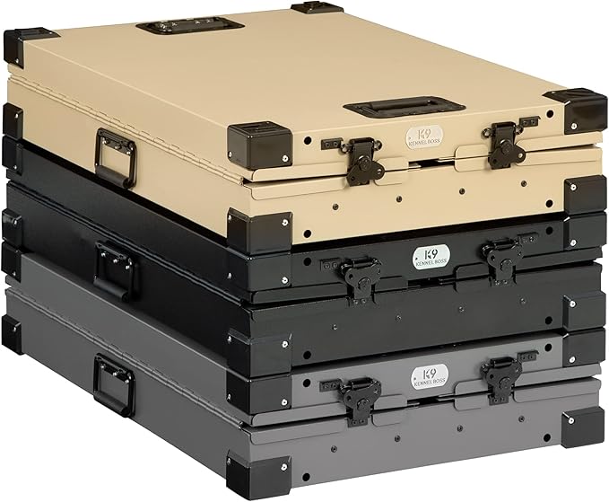 Heavy Duty Fully Collapsible Powder-Coated Aluminum Dog Crate - Medium (Gray)