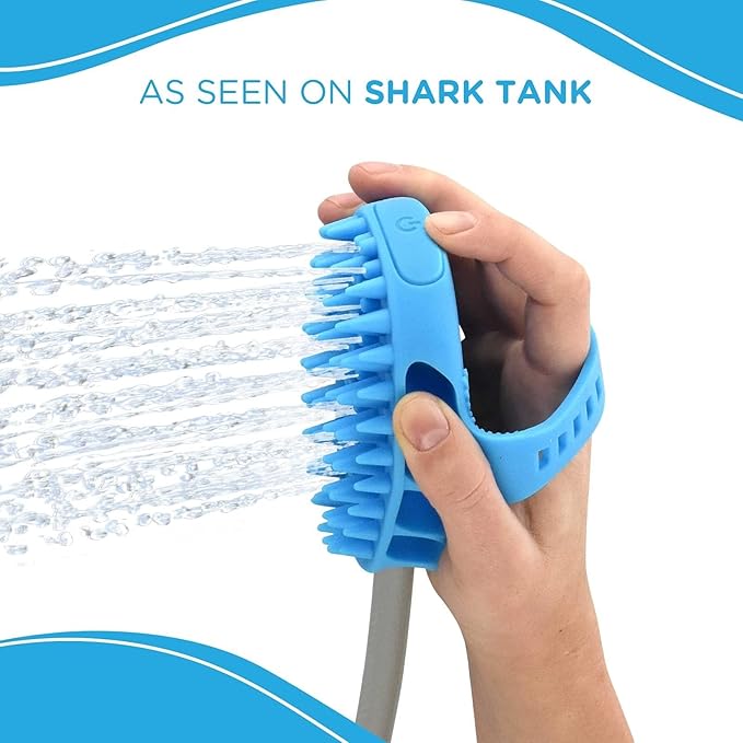 Aquapaw Dog Bath Brush Pro & Dog Shower Attachment - Large Silicone Rubber - Sprayer & Scrubber in One with 8ft Hose Attachment & Shower Wand for Bathing - Pet Bath Supplies