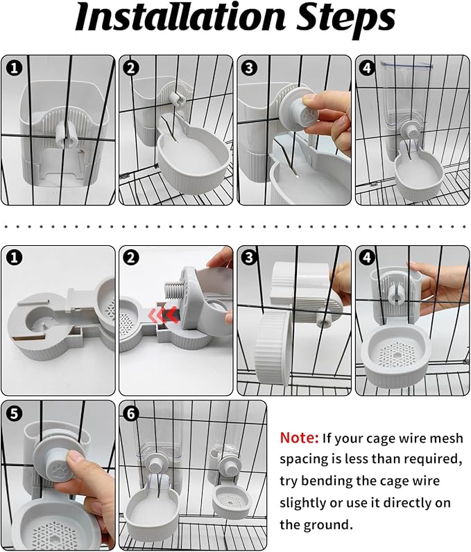 GPY Automatic Hanging Gravity Pet Feeder and Water Dispenser Set ,Automatic Dog Feeder and Dog Water Dispenser for Dogs Cats Pets Animals Large Capacity (Blue Water Feeder&Food Feeder) (Grey)