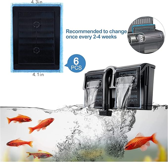 MEWTOGO 10-20 Gallon Aquarium Filter Replacement for EZ-Change #2, Aquarium Filter Cartridge Fit for AquaTech 10 to 20 Power Filters for Fish Tank(6 Pcs)