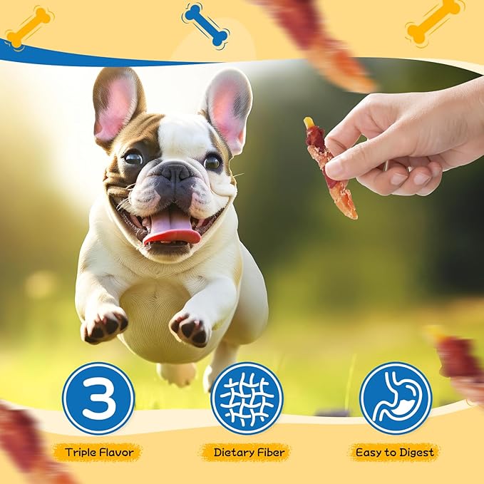 gazeupon Dog Treats,Chicken&Duck Wrapped Sweet Potato,Healthy Training Snacks for Dogs, Rawhide Free,14.1 oz