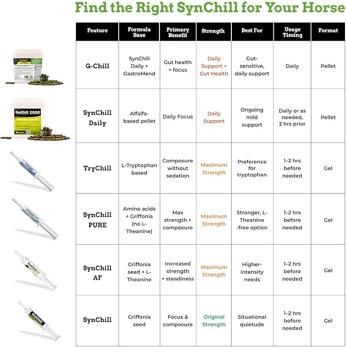 SynChill Oral Horse Calming Gel, 100% Natural & Nutritional Supplement, Lab Proven Results, Designed for Focus & Performance, Approved by Olympic Professionals & Veterinarians, Made in USA - 25-Pack