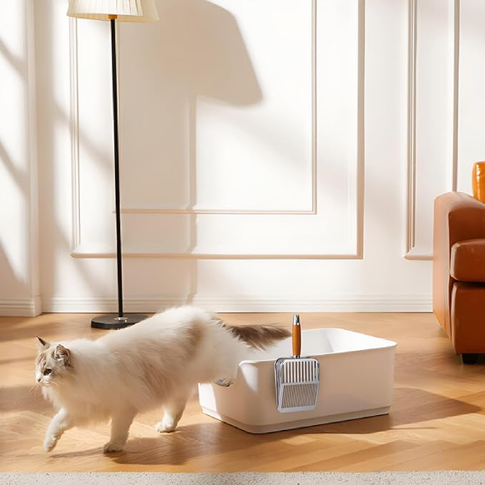 304 Stainless Steel Cat Litter Scoop, One-Piece Pressed Design with No Weld Spots, Durable Anti-Break Handle, Dual Slot Sizes, Easy to Clean, Filters Small Litter Clumps Litter Scoop