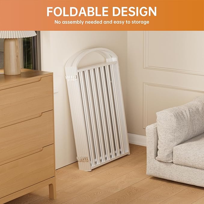 6 Panles Full Matel Freestanding Dog Gates with Door, 144"Extra Wide 36"Tall Free Standing Dog Pet Gate for Indoor & Outdoor. Foldable Pet Fences for Doorways, House, Stairs, Porch, Deck, Yard