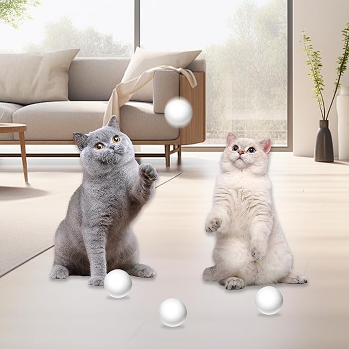 Cat Ball Toy Cat Track Balls Replacement Track Balls for Turbo Round Scratcher Toy (4 pcs), White