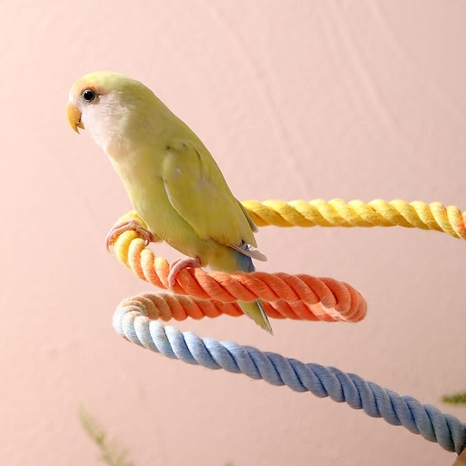 Multi-Color Rope Bird Perch Toys for Parrot Cage Stand, Climbing Swing Accessories for Cockatiel, Parakeets, Budgies, Lovebirds, Conures, Finches - 23.6 inch