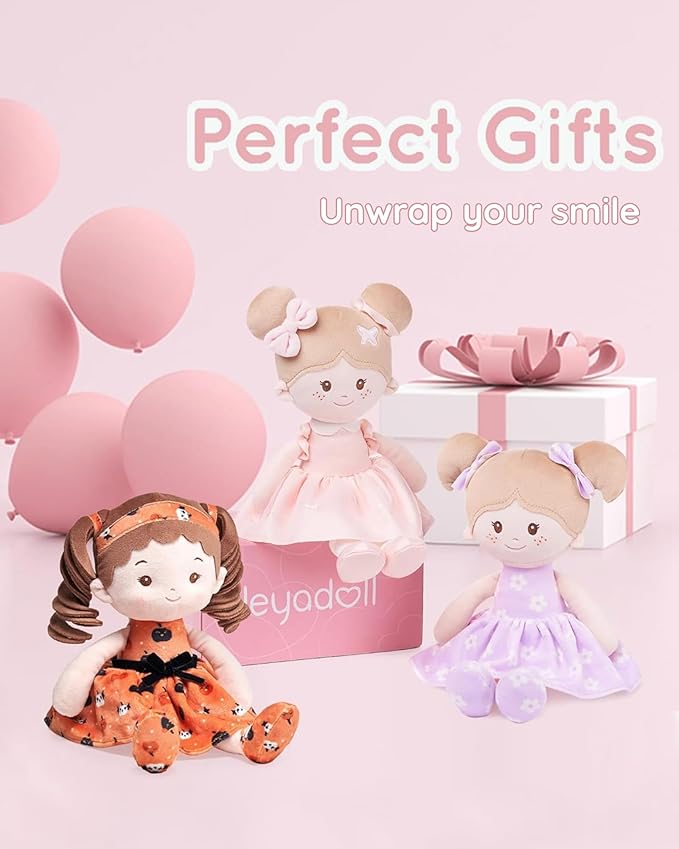 Soft Baby Doll Toys (12''), My First Baby Rag Doll for 1 Year-Old Girl Birthday Gift, Christmas Plush Toys Gift for Toddler Kids Infants-Halloween Special-Pumpkin