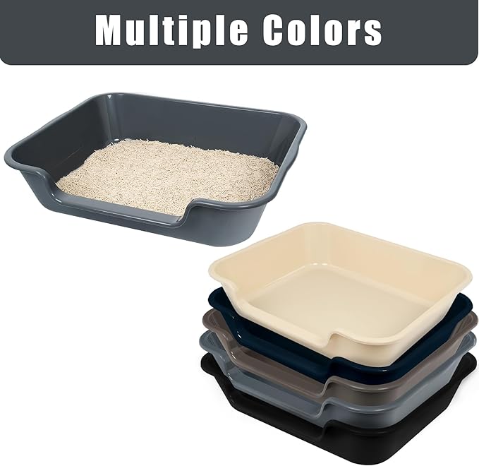 1 Pack of Extra Large Cat Litter Box (ABS Material), Low Entry Senior Litter Pen for Geriatric Kitty Big Cats, Jumbo Pet Safe Litter Boxes Tray for Indoor Pets Potty (Green, 24" L x 20" W)