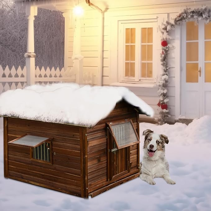 Dog House Outdoor for Large Breed Dogs,Waterproof Dog House Outdoor Outside with Weatherproof Finish,Door,Cozy Dog Kennel Indoor Large for All Seasons,4XL- 60.24"(D) X 47.24"(W) X 50.39 "(H)