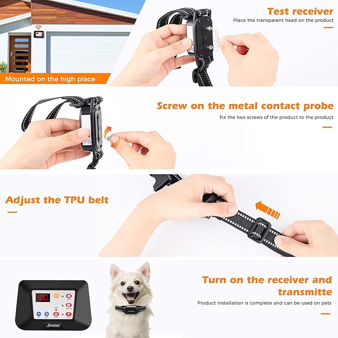 Wireless Dog Fence, 2025 Compact Electric Dog Fence & Remote Training Collar, Rechargeable Wireless Fence in Large Yards, Adjustable Pet Containment System for Big Small Dog (Receiver Collar)