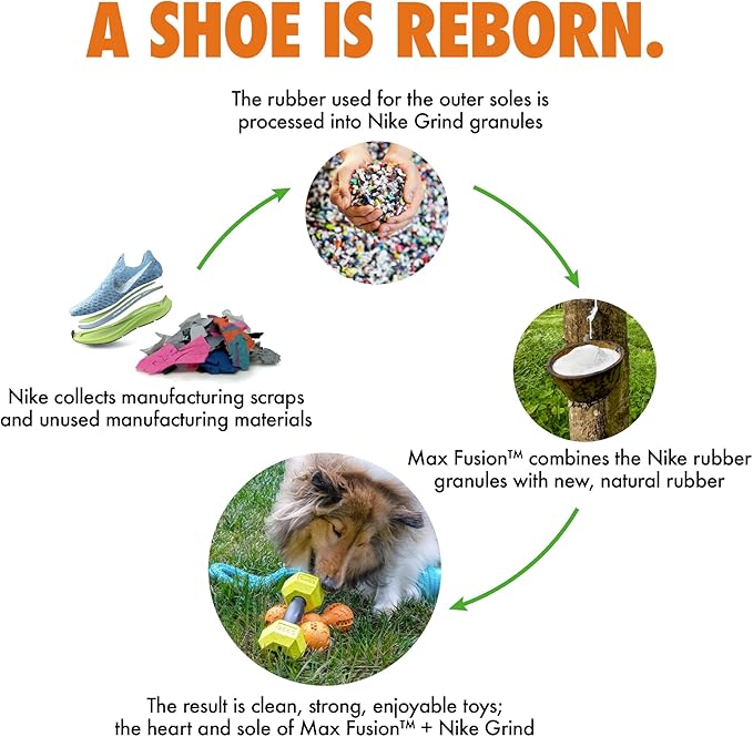 Max Fusion with Nike Grind, Arlee Spiro Football Treat Dispensing Dog Toy, Durable Dog Treat Toy, XL