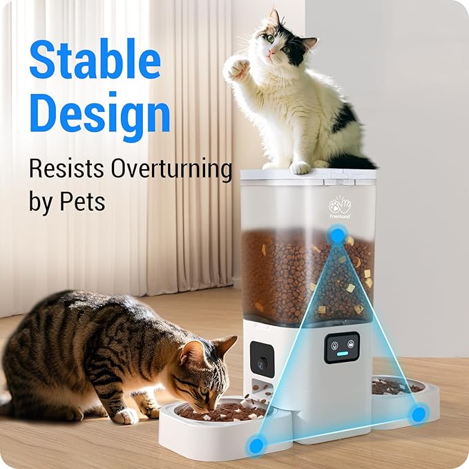 Automatic Cat Feeder with 2 Camera for 2 Cats: 5G WiFi Automatic Dog Feeder with Night Vision & Slow Feed, 7L Auto Cat Food Dispenser for Multiple Pet, Detachable for Easy Cleaning - 29 Cup