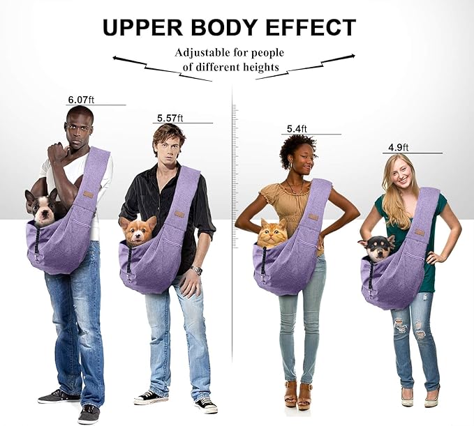 TOMKAS Medium Padded Shoulder Strap Dog Cat Carrier Sling (Purple for 8-15 lbs)