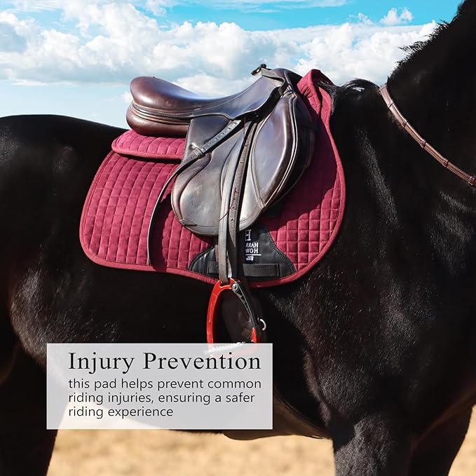 Harrison Howard Correction Half Pad with 4 Pockets and Foam Inserts with Differentiated Thickness Adjustable Horse Riding Pad with Added Cushioning and Comfort