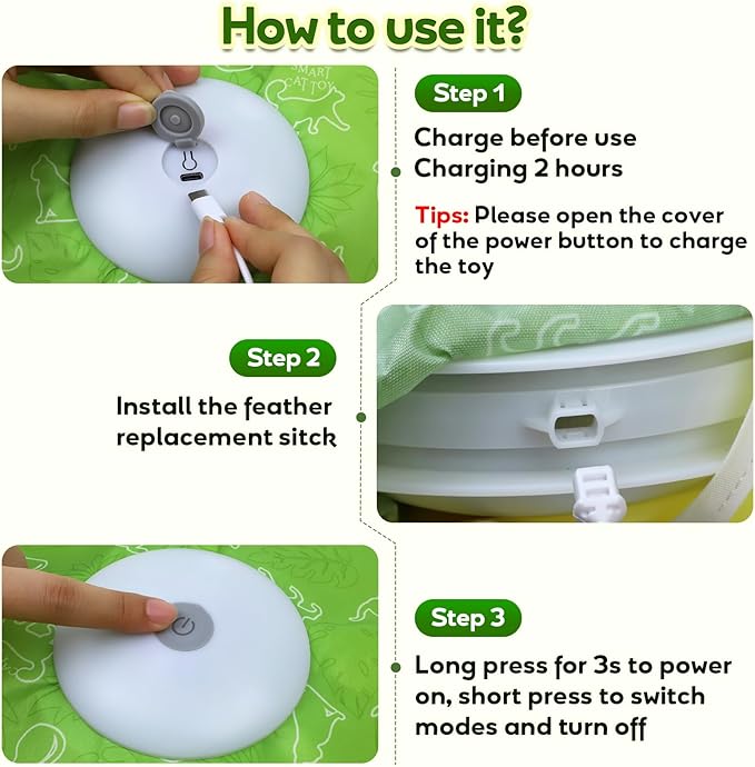 Interactive Cat Toys, Motion Activated, Moving Feather, Real Mouse Squeaky, Hide and Seek Cat Toys for Indoor Cats