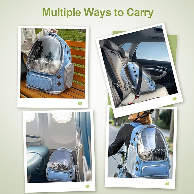 Expandable Cat Backpack,Cat Bubble Backpack Carrier for Carrying Cats, Pets and Small Dogs,Airline-Approved,Designed for Travel, Hiking, Walking,Car (Blue