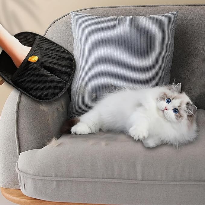 2025 Upgraded Pet Hair Removal Glove |Double-Sided – Reusable Grooming & Bathing Glove for Dogs and Cats |Soft Silcone Touch |Easy Deshedding and Cleaning Mitt (Black, 10 PCS)