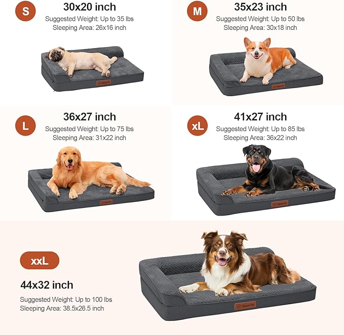 Orthopedic Dog Bed Medium Size Dog, 3 Inch Memory Foam Pet Bed for Small and Medium Dogs, Washable Removable Cover, Nonskid Bottom, Waterproof, 30x20 Inches S Dark Grey
