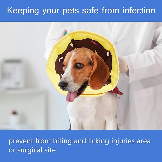 Soft Dog Cone, Lightweight Elizabethan Collar for Dogs, Adjustable Soft Cones for Dogs/Cats to Stop Licking After Surgery, Cute Donut Cone of Shame Alternatives for Pets (Large)